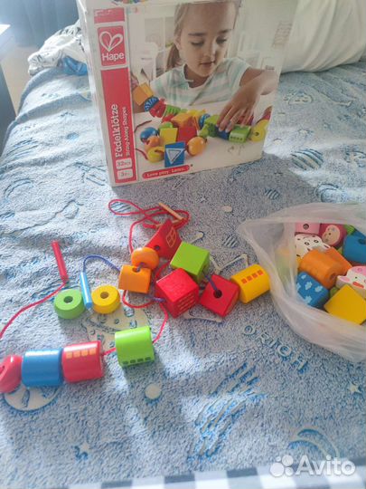 Деревянные бусы шнуровка