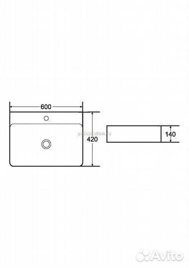 Armadi Art Vallessi Раковина керамика прямоугольная под смеситель Черная