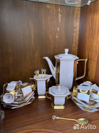 Сервиз розовый кофейный (Чехия) с ложками