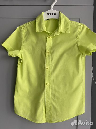 Рубашка желтая зеленая 110