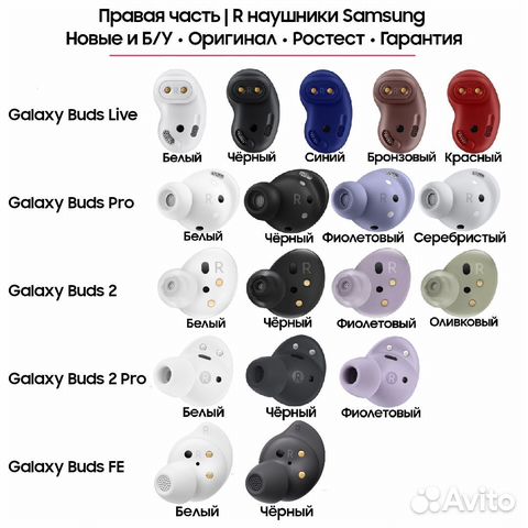 Правый наушник Samsung Galaxy Buds Live/Pro/2/FE купить в Москве с ...