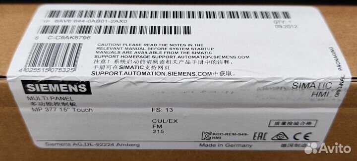 6AV6644-0AB01-2AX0 Панель оператора MP 377 15 дюйм