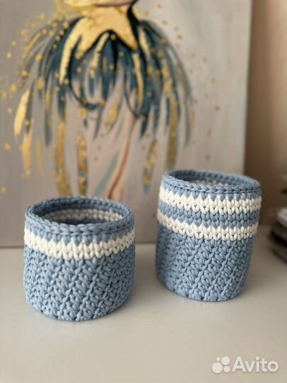 Вязаные корзинки