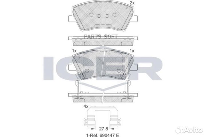 Icer 182314 Колодки торм.диск. hyundai elantra Sed