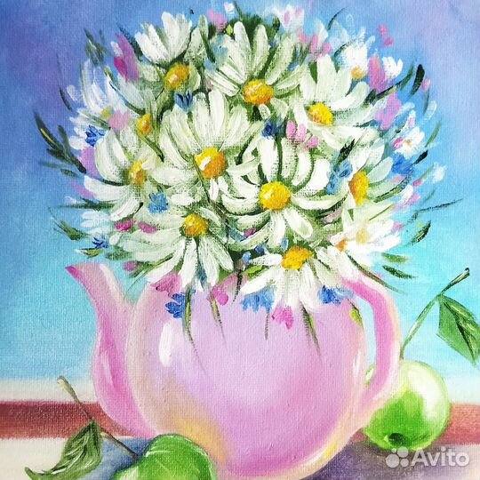 Картина маслом на холсте цветы ручная работа