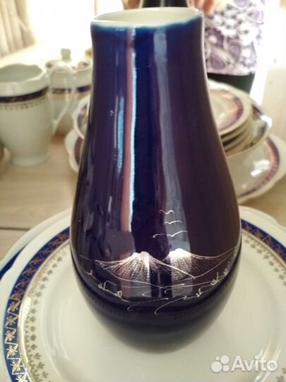 Вазочка СССР кфз кобальт 18см,посуда цмелюв