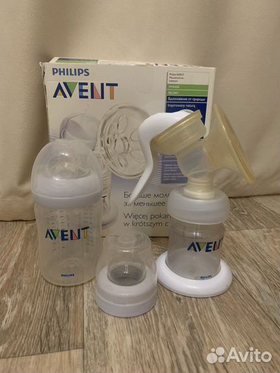 Молокоотсос ручной авент + бутылочка