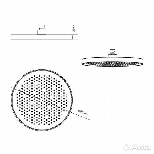 Верхний душ с держателем vshd-42CMB черный