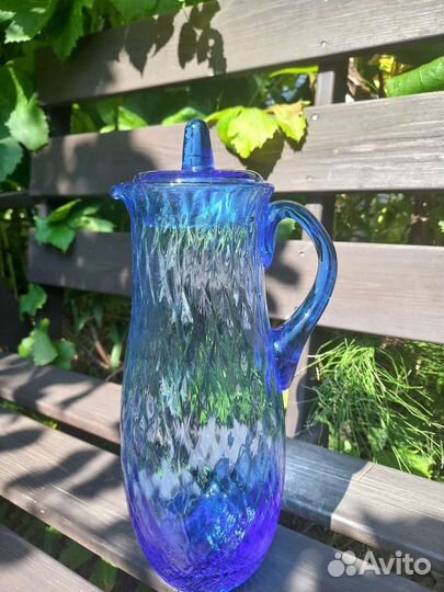 Кувшин синее стекло СССР