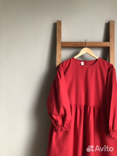 Платье свободного кроя из смесового льна