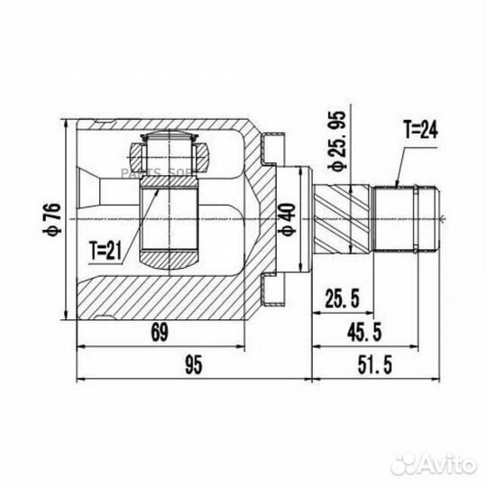 Шрус внутренний nissan almera n16 (00-06) Z87624R