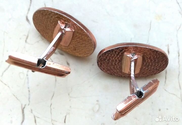 Запонки овальные, черные в металле. СССР