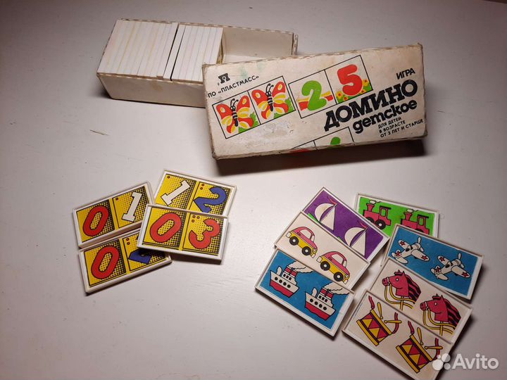 Игра Домино детское, игрушка СССР цифры предметы