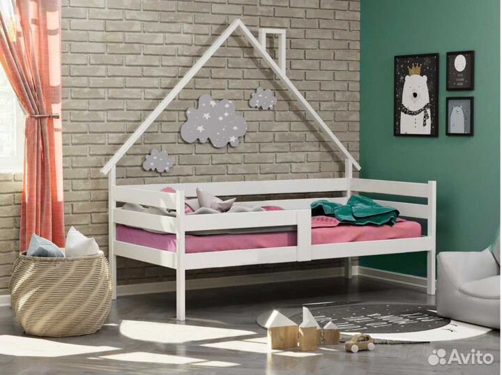 Софа с бортиком Домик детская из массива