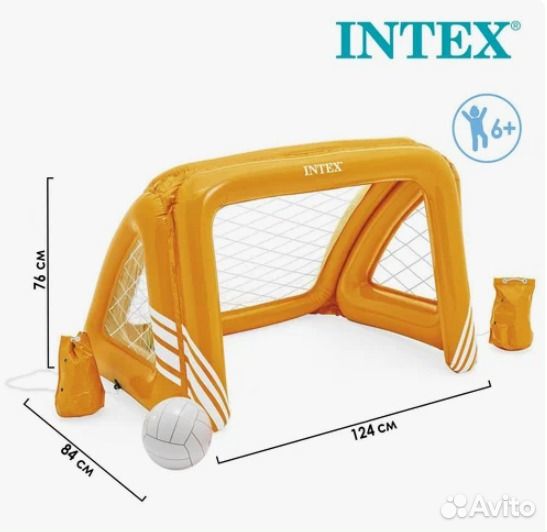 Intex Ворота надувные, футбольные, 140 х 89 х 81 с