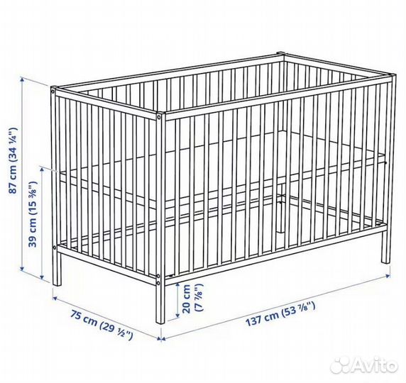 Детская кровать IKEA sniglar + пеленальный стол