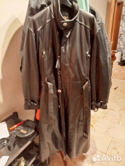 Кожаный плащ мужской длинный