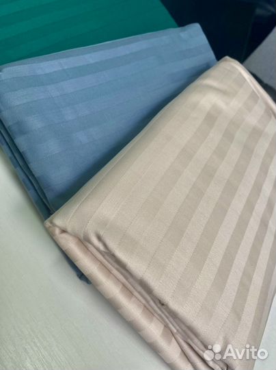 Простынь на резинке страйп сатин