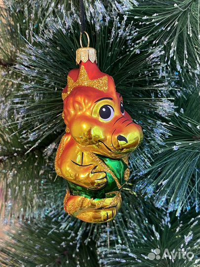 Дракон символ 2024 года стеклянная игрушка