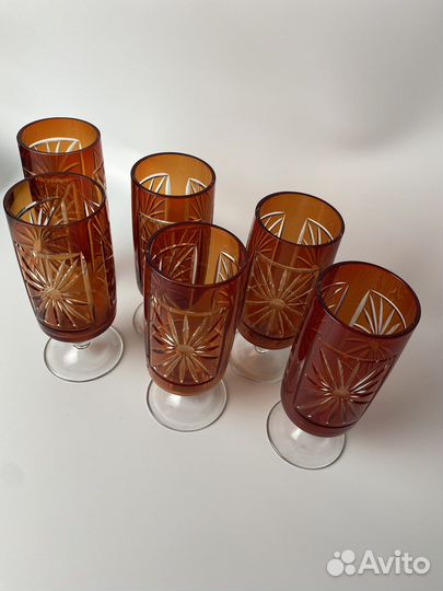 Фужеры красное стекло Красный май,ссср