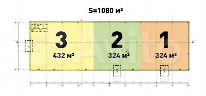 324 м2. 1080 м2. Склад. Ворота
