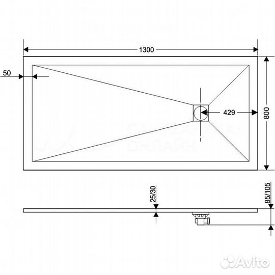 Душевой поддон RGW ST-0138W 130x80