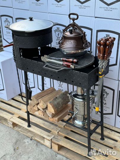 Мангал с печью под казан