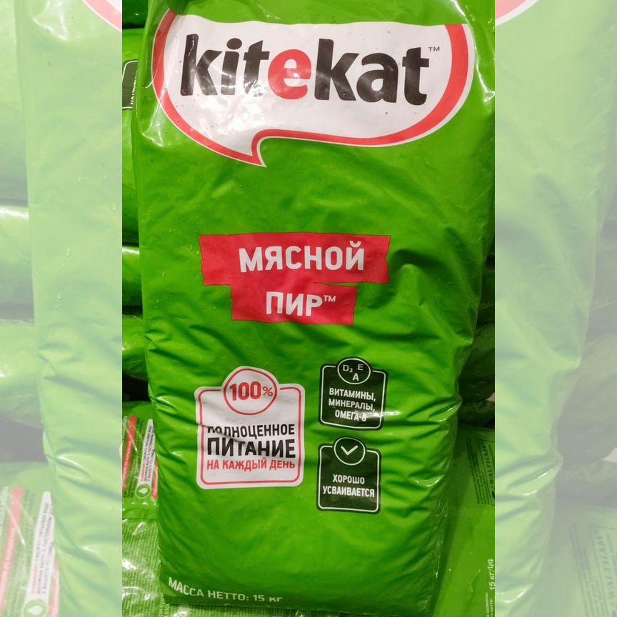 Корм для кошек Kitekat мясной пир 15 кг