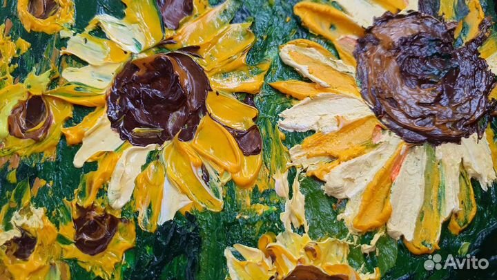 Картина маслом подсолнухи
