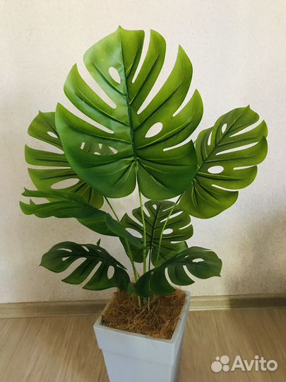 Искусственная Монстера комнатная в кашпо икеа