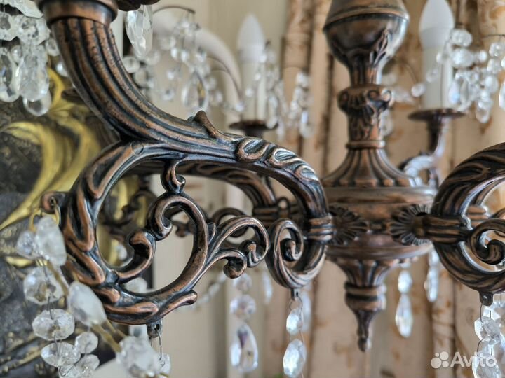Хрустальная бронзовая люстра СССР