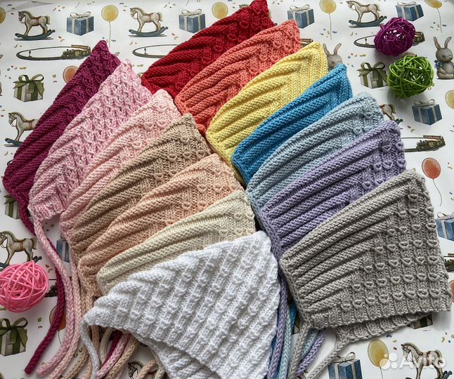 Вязанный чепчик шапочка Эльф из хлопка