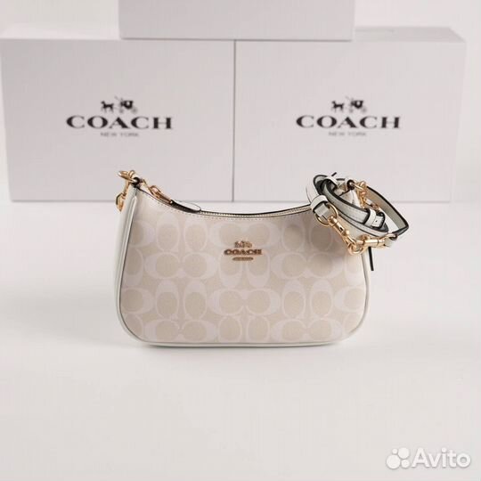 Сумка coach натуральная кожа кросс-боди