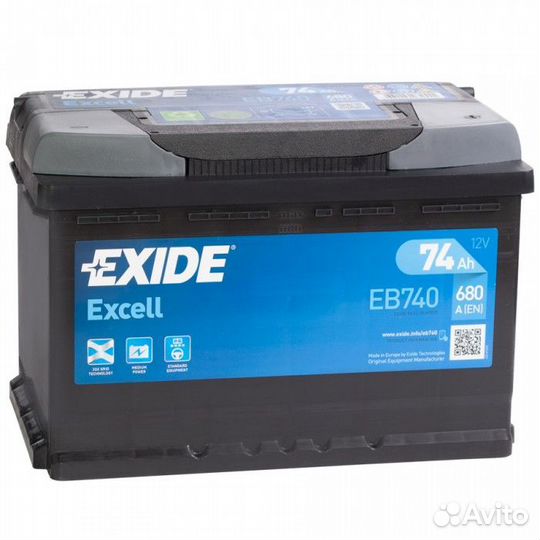 Аккумулятор Exide Excell 74R EB740 обр. пол. 74 Ач