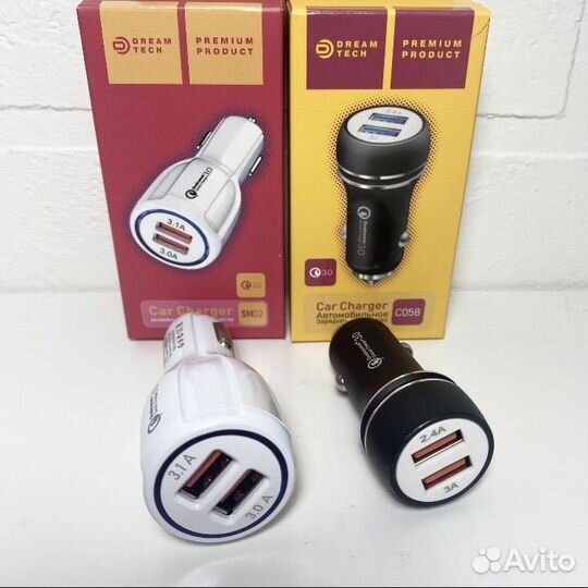 Зарядное авто 2 USB 3 A + 2.4 А мощное новое