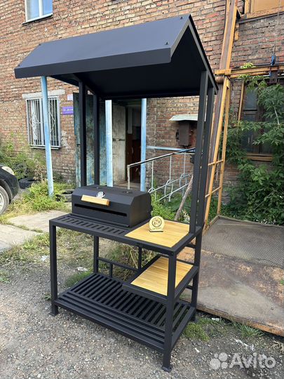 Мангал с крышей + гриль + барбекю