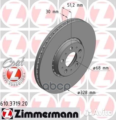 Диск тормозной volvo Coat Z 610.3719.20 Zimmermann