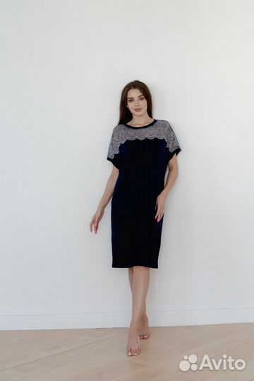 Оптом. Сорочка Нэлли - синий - 46