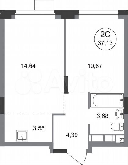 2-к. квартира, 37,1 м², 14/22 эт.