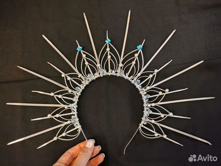 Ободок, тиара, корона новогодний серебряный