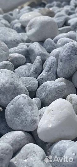 Щебень мраморный белый галтованый