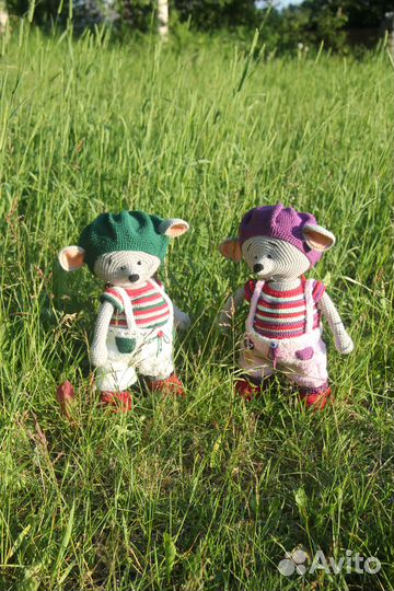 Вязаные игрушки Мышата в наличии