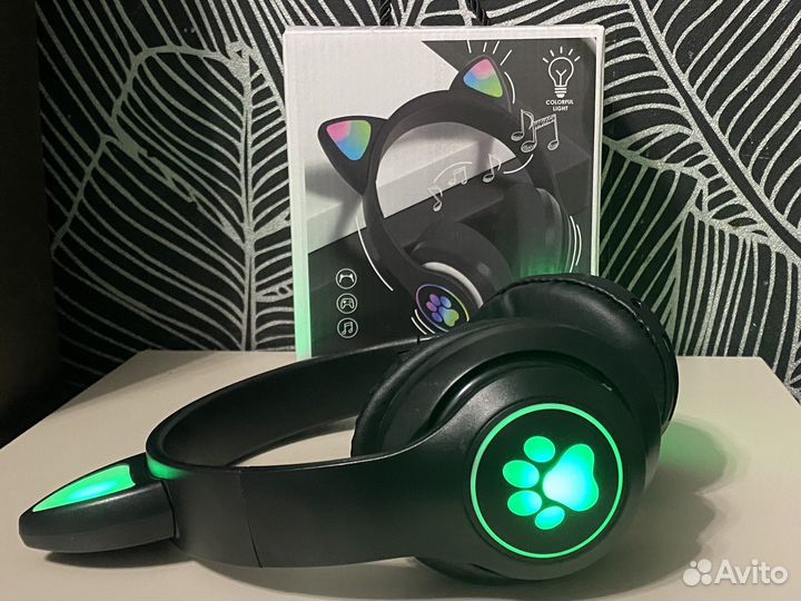 Детские беспроводные наушники с кошачьими ушками