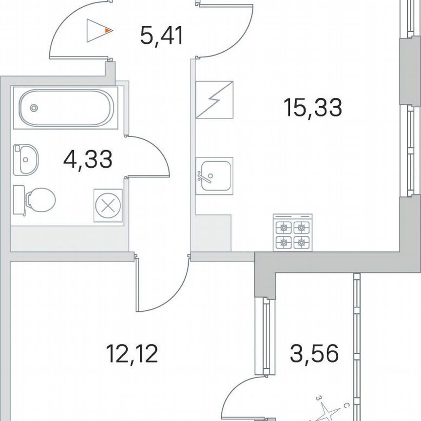 1-к. квартира, 39 м², 2/5 эт.