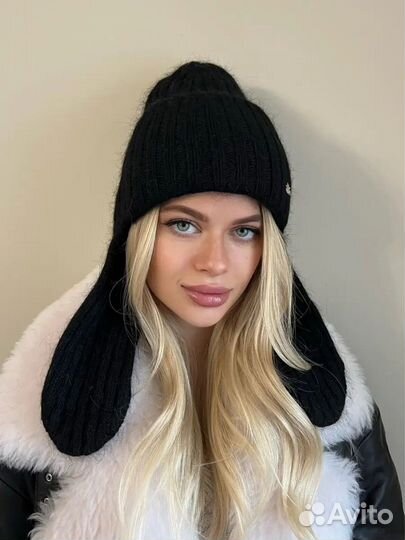 Новая Шапка-ушанка ангора женская зимняя 54-58р