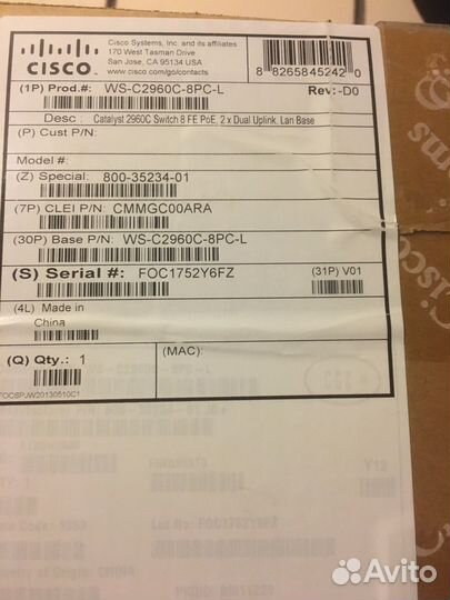 Новый Cisco Catalyst WS-C2960C-8PC-L