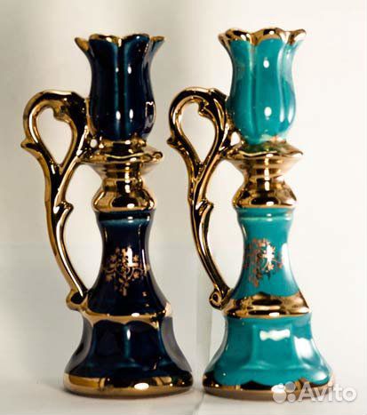 Подсвечник церковный (золото, керамика,17см высота