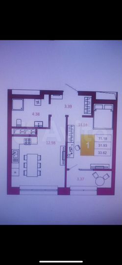 1-к. квартира, 33 м², 22/22 эт.