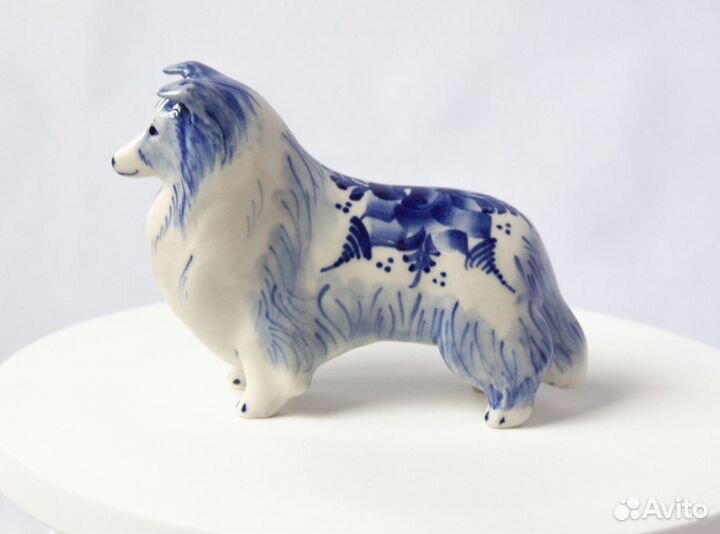 Шелти статуэтка из фарфора Гжель