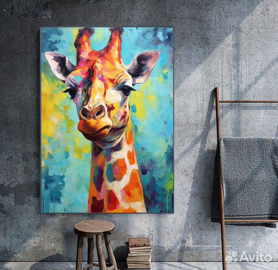 Современная картина маслом жираф